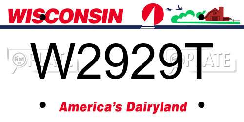 W2929T Wisconsin License Plate