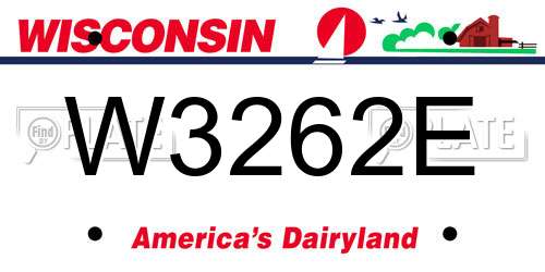 W3262E Wisconsin License Plate