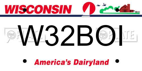W32BOI Wisconsin License Plate