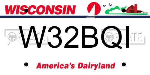 W32BQI Wisconsin License Plate