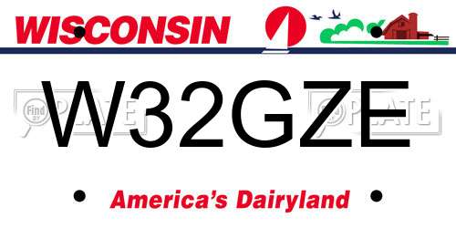 W32GZE Wisconsin License Plate