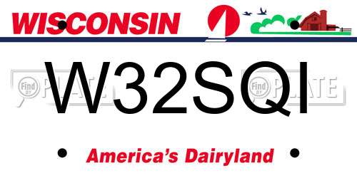 W32SQI Wisconsin License Plate