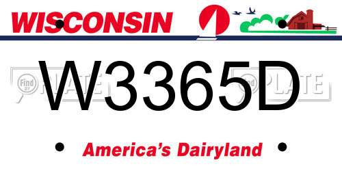 W3365D Wisconsin License Plate