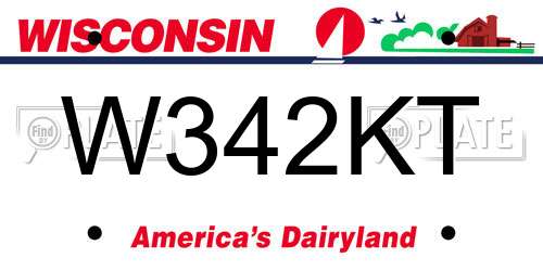 W342KT Wisconsin License Plate