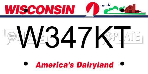 W347KT Wisconsin License Plate