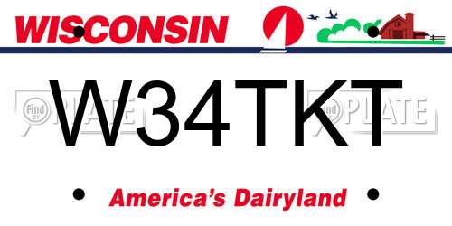 W34TKT Wisconsin License Plate