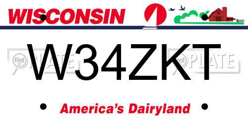 W34ZKT Wisconsin License Plate