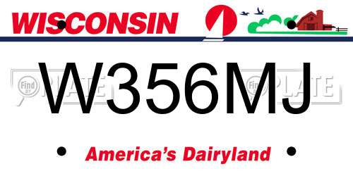 W356MJ Wisconsin License Plate