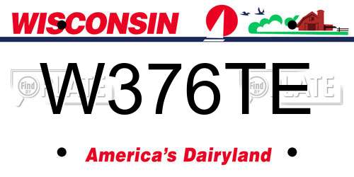 W376TE Wisconsin License Plate