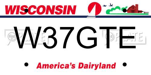 W37GTE Wisconsin License Plate