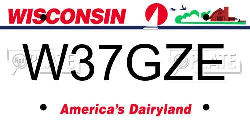 W37GZE Wisconsin License Plate