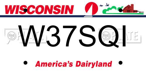 W37SQI Wisconsin License Plate