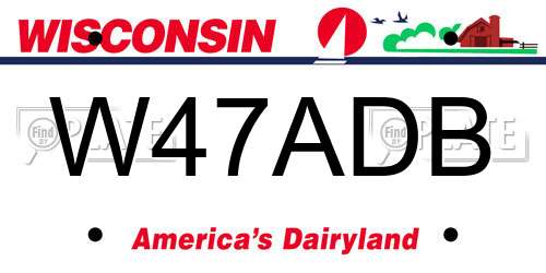 W47ADB Wisconsin License Plate