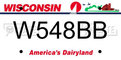 W548BB Wisconsin License Plate