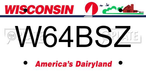 W64BSZ Wisconsin License Plate