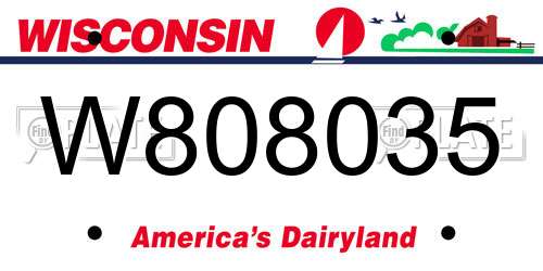 W808035 Wisconsin License Plate