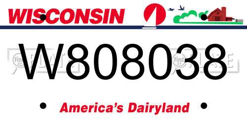 W808038 Wisconsin License Plate