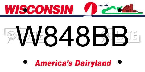W848BB Wisconsin License Plate