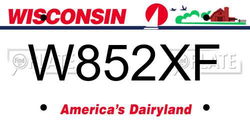 W852XF Wisconsin License Plate
