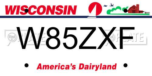 W85ZXF Wisconsin License Plate