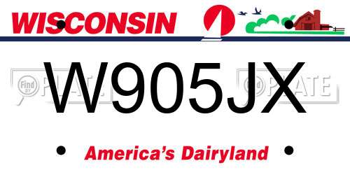 W905JX Wisconsin License Plate