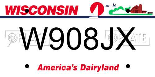 W908JX Wisconsin License Plate
