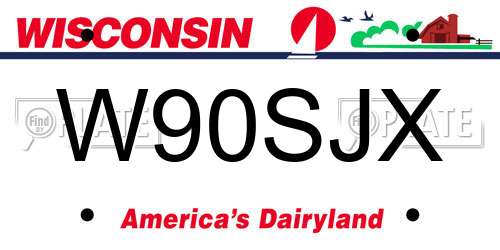 W90SJX Wisconsin License Plate