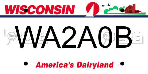 WA2A0B Wisconsin License Plate