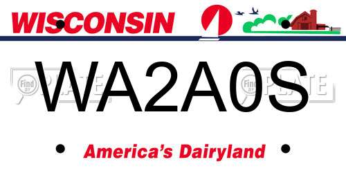 WA2A0S Wisconsin License Plate