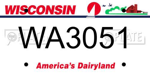 WA3051 Wisconsin License Plate