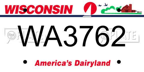WA3762 Wisconsin License Plate