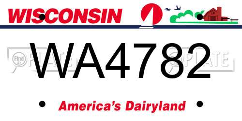 WA4782 Wisconsin License Plate