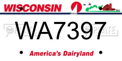 WA7397 Wisconsin License Plate