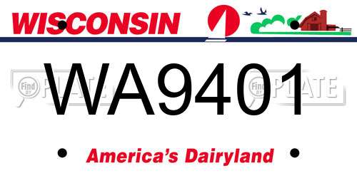 WA9401 Wisconsin License Plate