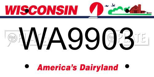 WA9903 Wisconsin License Plate