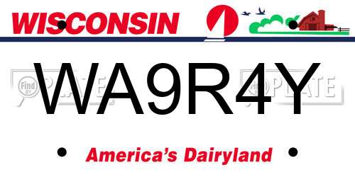 WA9R4Y Wisconsin License Plate