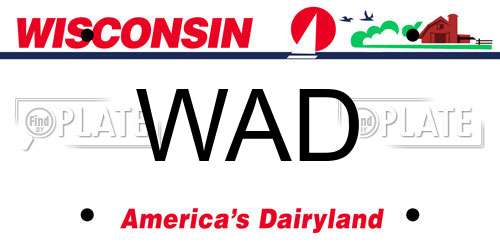 WAD Wisconsin License Plate