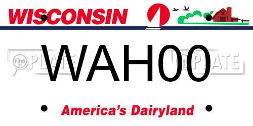 WAH00 Wisconsin License Plate