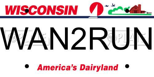WAN2RUN Wisconsin License Plate