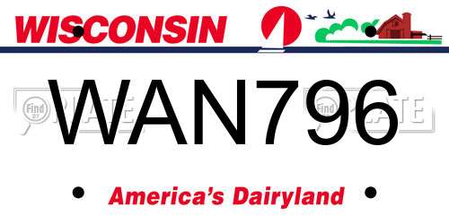 WAN796 Wisconsin License Plate