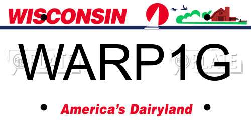 WARP1G Wisconsin License Plate