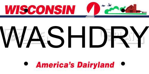 WASHDRY Wisconsin License Plate