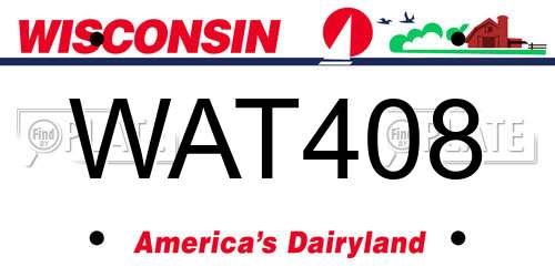 WAT408 Wisconsin License Plate