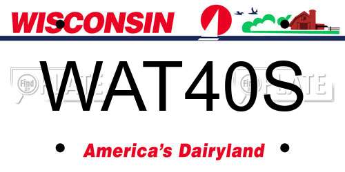 WAT40S Wisconsin License Plate