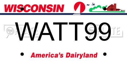 WATT99 Wisconsin License Plate