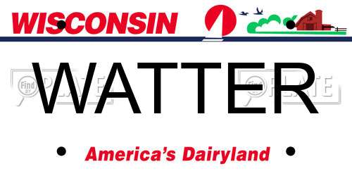 WATTER Wisconsin License Plate