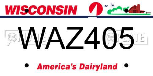 WAZ405 Wisconsin License Plate