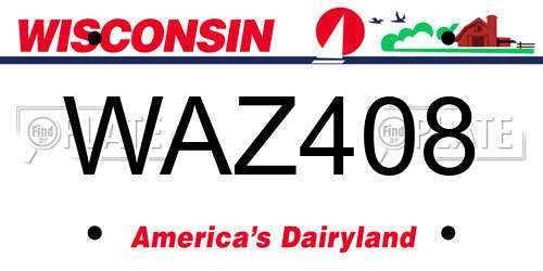 WAZ408 Wisconsin License Plate