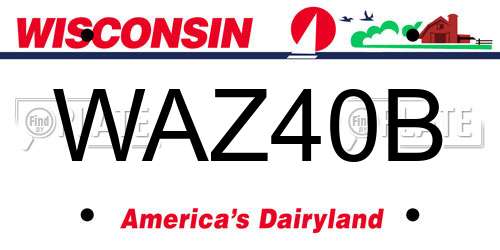 WAZ40B Wisconsin License Plate