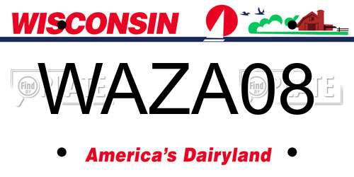 WAZA08 Wisconsin License Plate